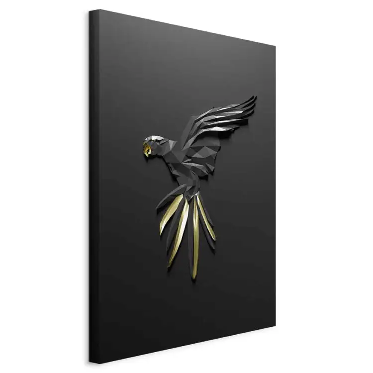 Perroquet Noir vertical - Oiseau de texture géométrique