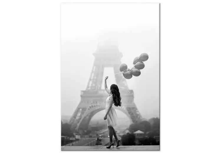 Promenade au vent (1 partie) vertical - femme à Paris avec ballons