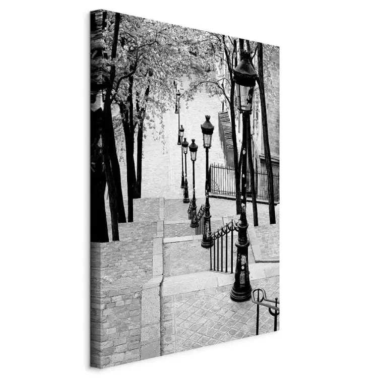Montmartre vertical - trottoirs noir et blanc à Paris