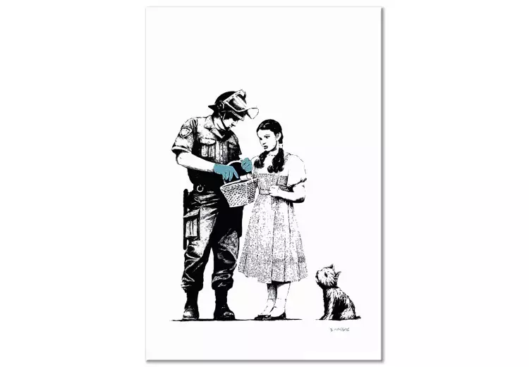 Fille, chien et policier - une oeuvre inspirée du street art