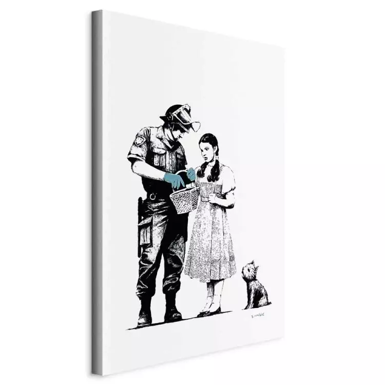 Fille, chien et policier - une oeuvre inspirée du street art