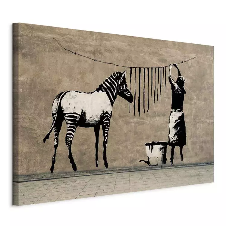 Banksy: Laver les zèbres sur béton (1-pièce) large