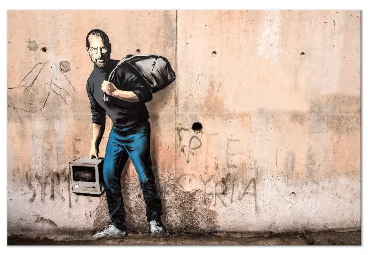 Steve (1 partie) large - street art béton avec Steve Jobs