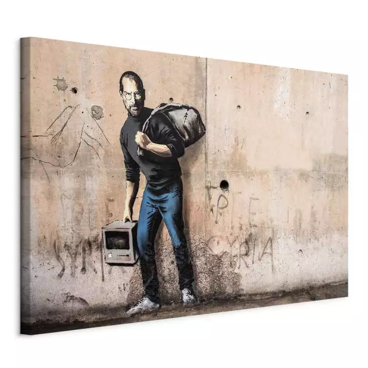 Steve (1 partie) large - street art béton avec Steve Jobs
