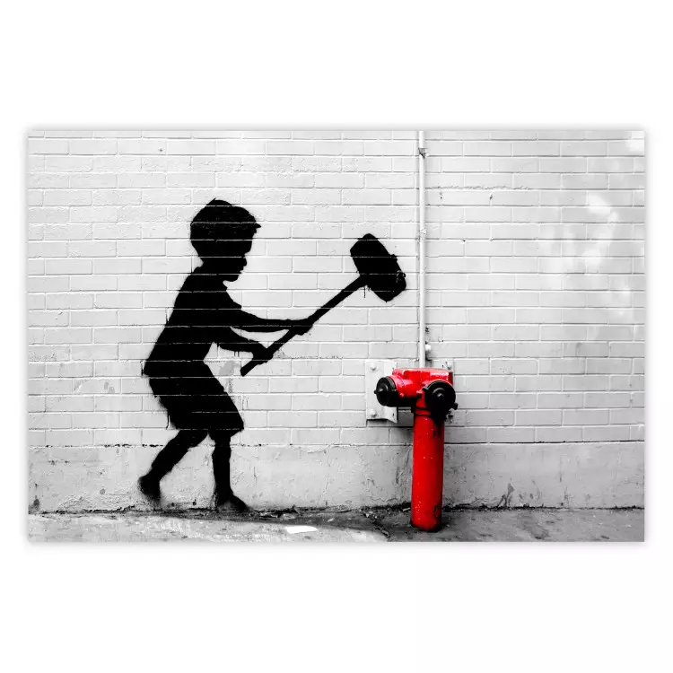 Banksy : Enfant au marteau et la bouche à incendie - street art