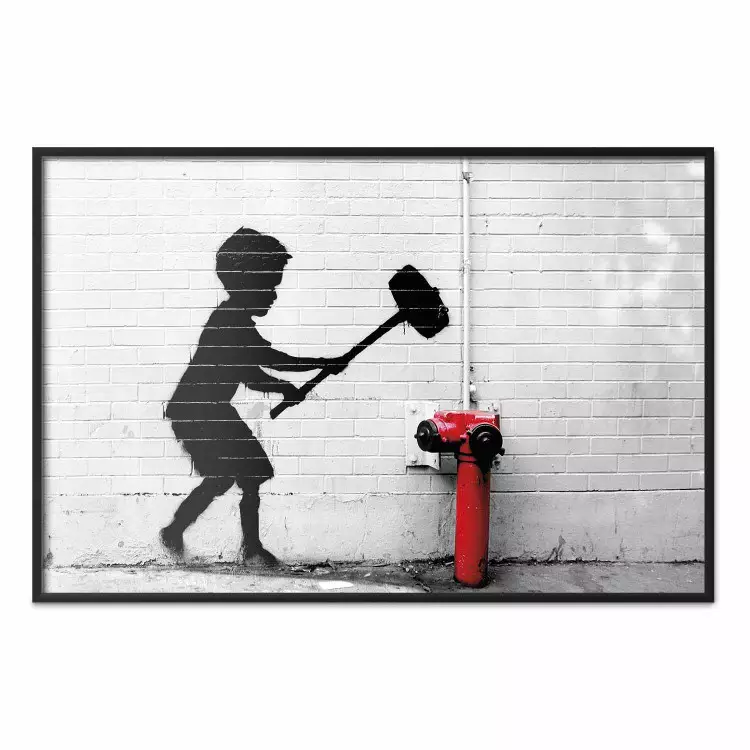 Banksy : Enfant au marteau et la bouche à incendie - street art