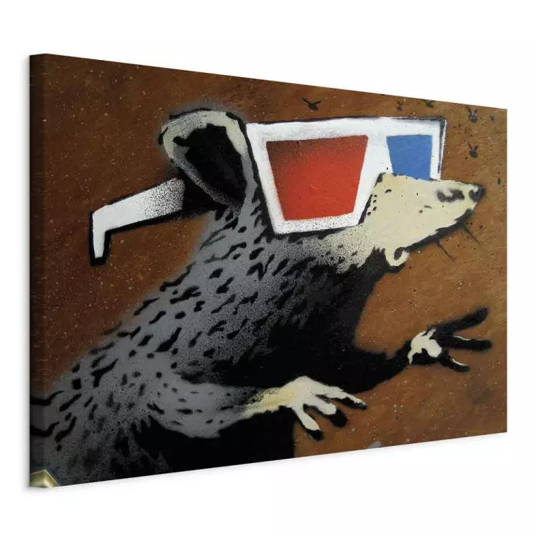 Rat dans des lunettes 3D (Banksy) - street art d'un animal fantaisie