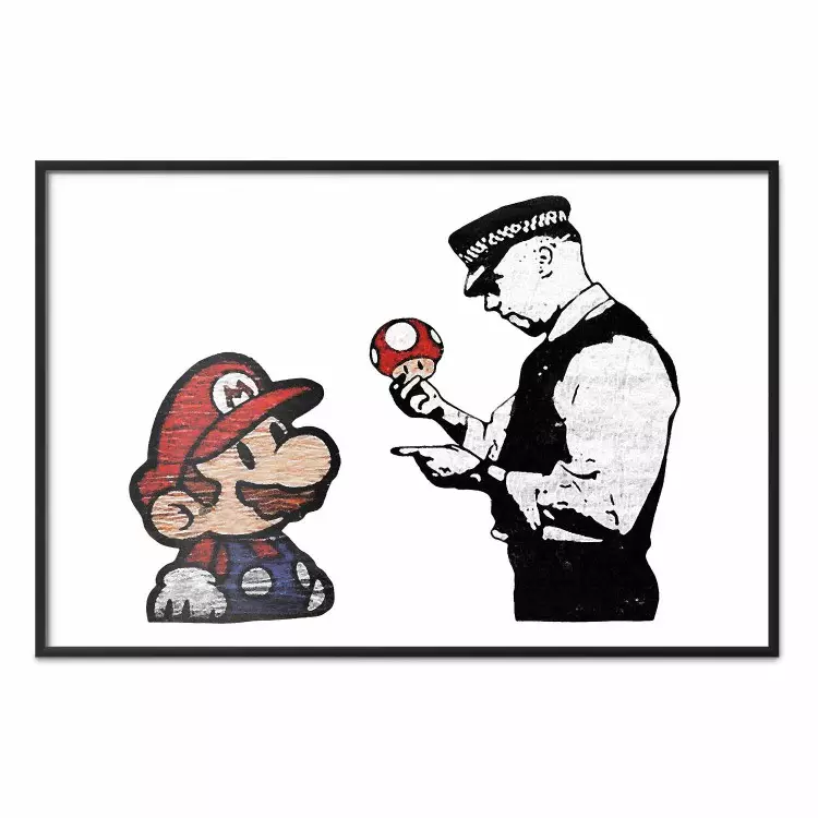 Mario de Banksy - policier et champignon street art