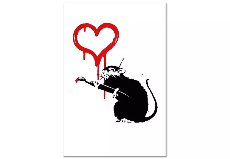 Rat amoureux (1 partie) vertical - street art rat comme peintre