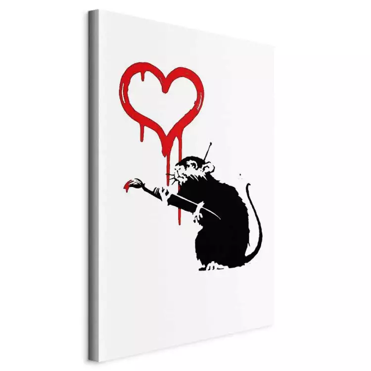 Rat amoureux (1 partie) vertical - street art rat comme peintre