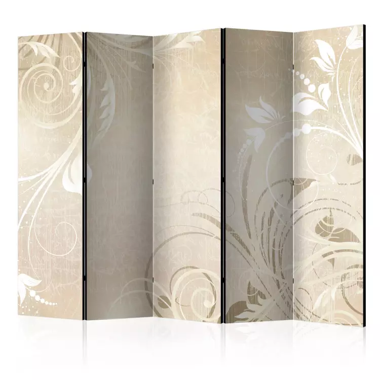Symphonie des sens II (5 panneaux) - fond beige en ornements floraux