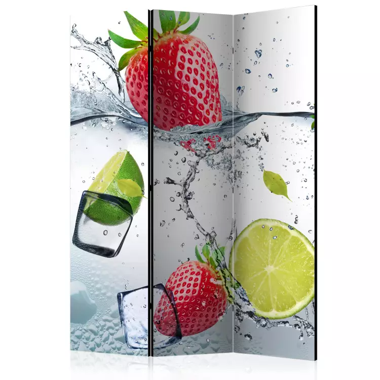 Fruits d'été (3 panneaux) - fraises limettes et glaçons
