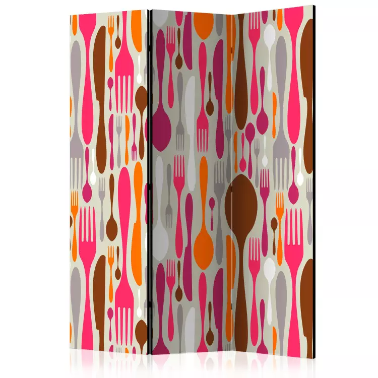 Couverts - rose et violet (3 panneaux) - abstraction style pop art