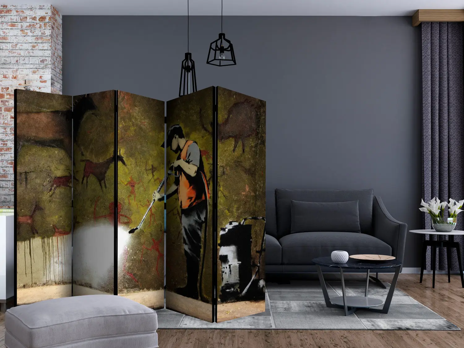 Tableau Banksy Street Art – Homme Nettoyant Une Fresque Murale – Prêt à Accrocher