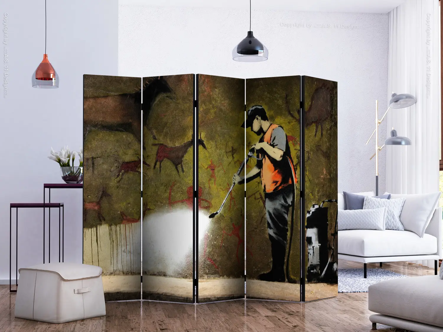 Tableau Banksy Sur Toile Encadrée - 'Homme Enlève Peinture Murale', Prêt à Accrocher, Neuf