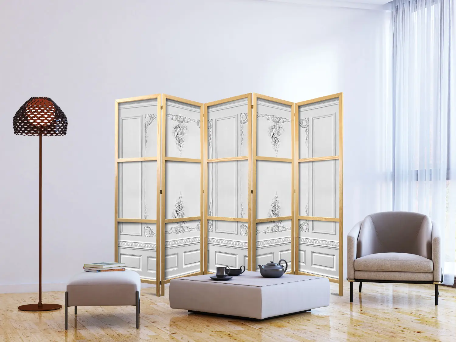 Porte-photo Biombo Balvi - Design Paravent 3 Panneaux, 5 Aimants - Déco élégante Blanc Métal
