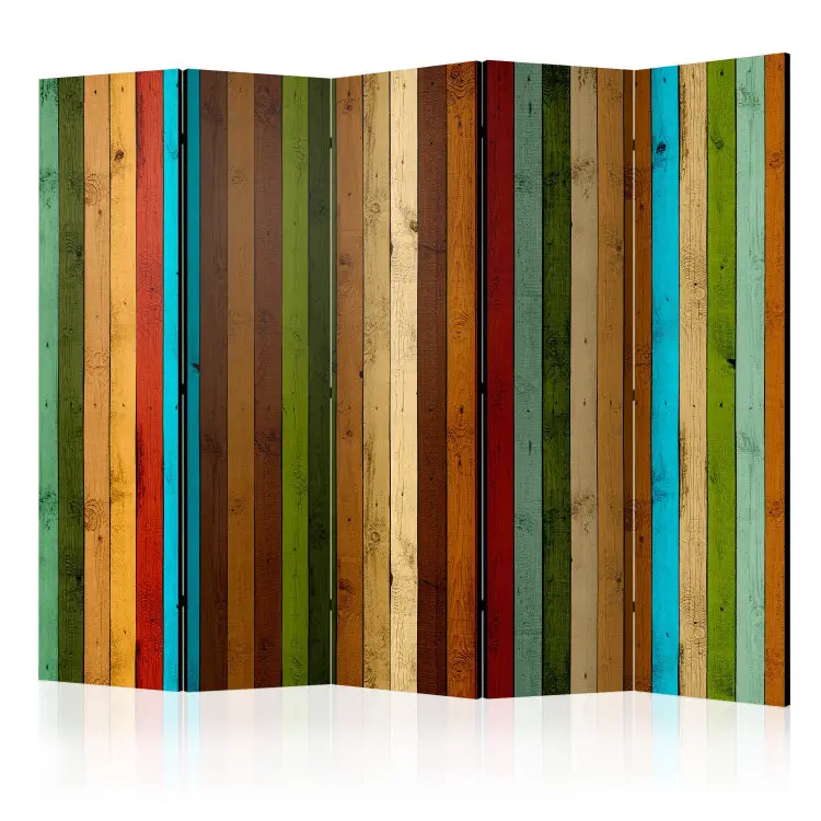 Arc-en-Ciel Bois II - composition avec des rayures verticales colorées