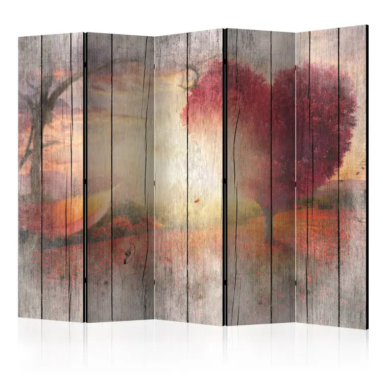 Amour Automnal II - paysage romantique sur bois