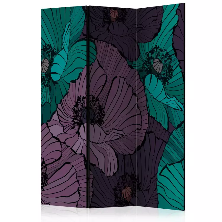 Jardinière - fleurs de pavot bleu et filet blanc en style BD