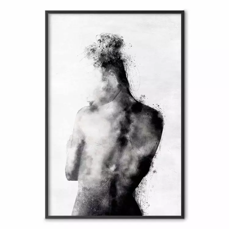 Silhouette - dessin artistique abstrait d'une femme en noir et blanc