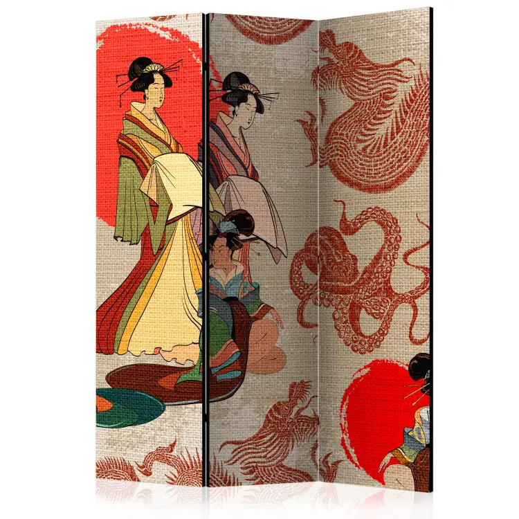 Geishas - femmes en kimono sur une composition orientale