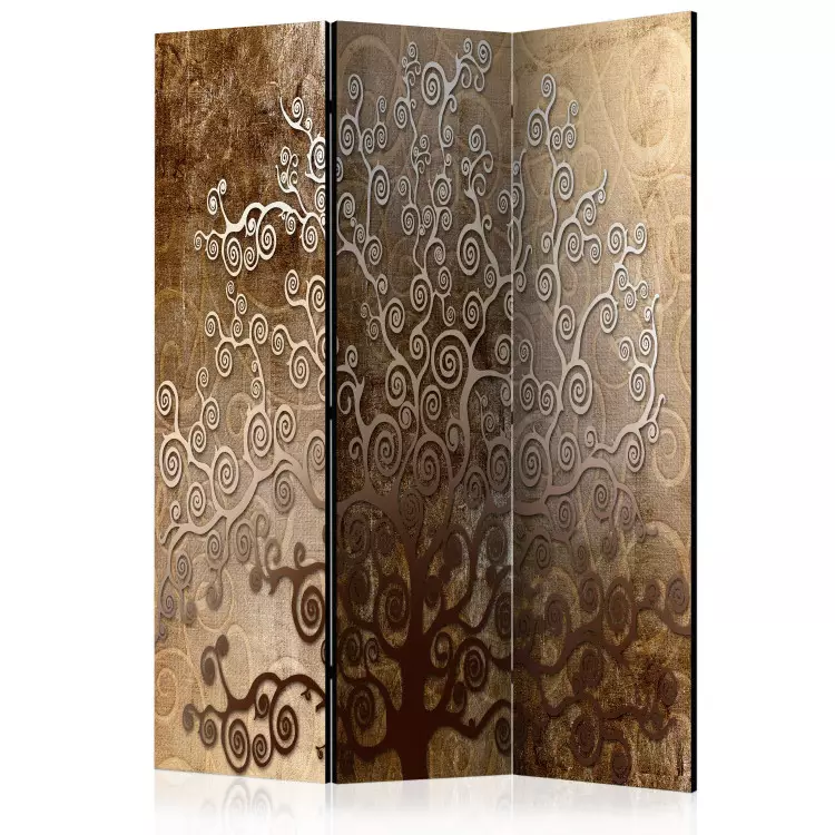 Arbre d'or de Klimt (3 panneaux) - composition élégante avec plante