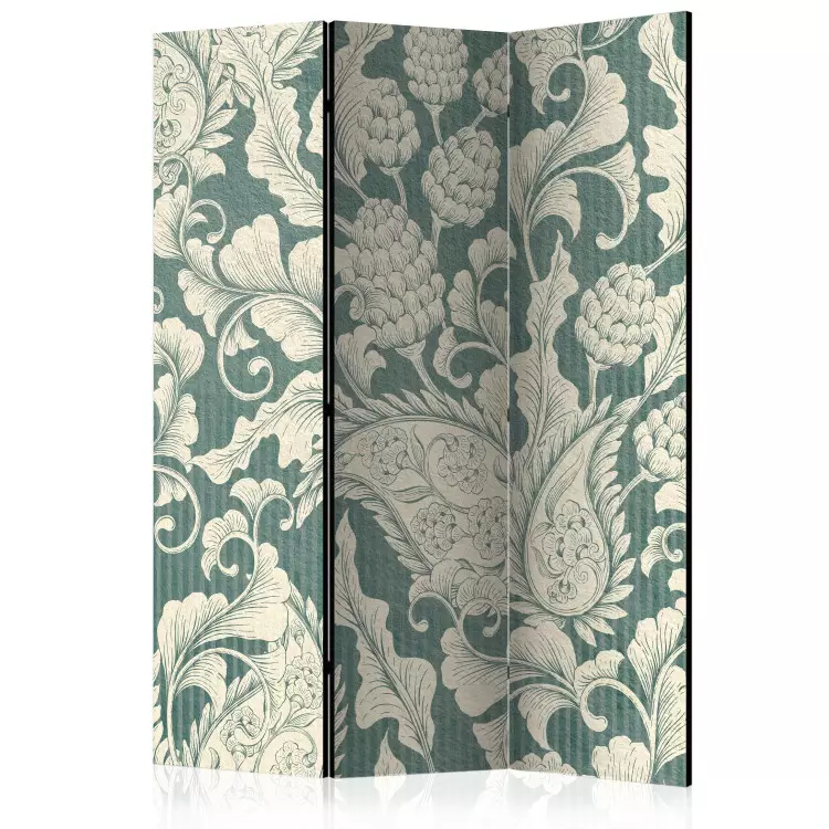 Ornements en plâtre (3 panneaux) - fleurs et plantes claires