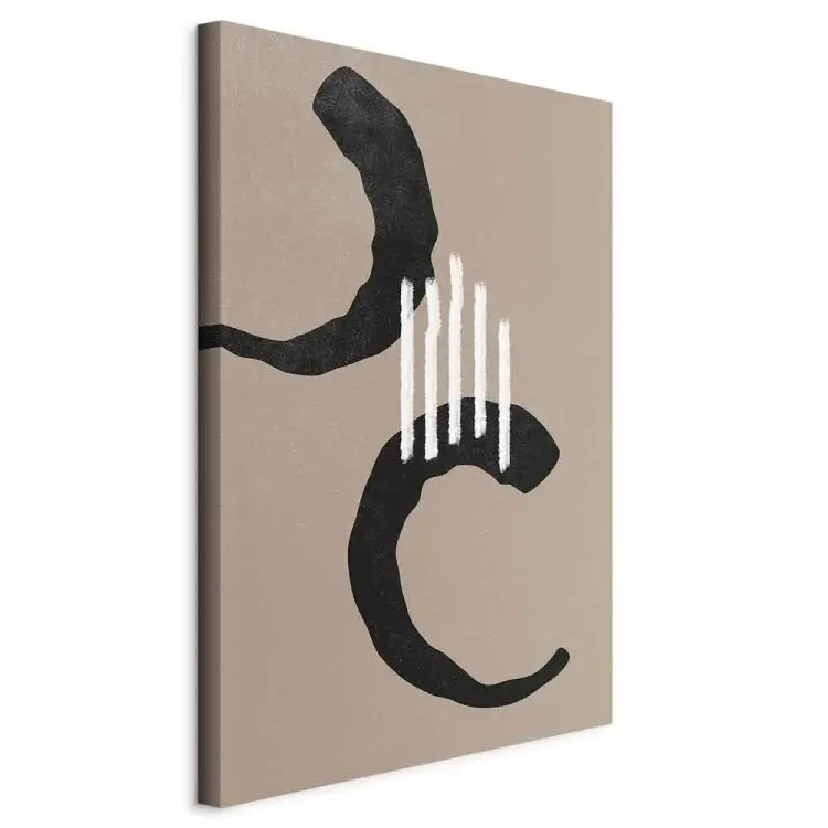 Demi-cercles noirs - une abstraction sur fond beige, style scandi boho