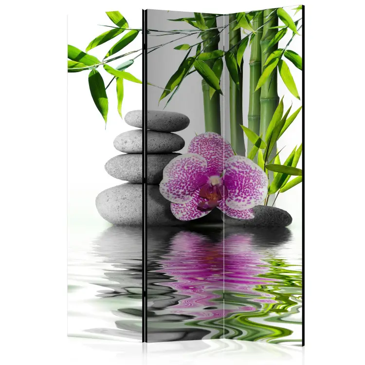 Stickers Muraux Yoga Méditation - Motif Plantes Vertes, Orchidées, Roches - 2x 38,5x200 Cm - Vinyle Amovible Pour Porte, Mur