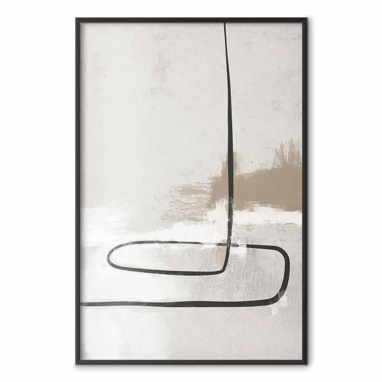 Histoire simple - motifs noirs sur fond beige de style abstrait