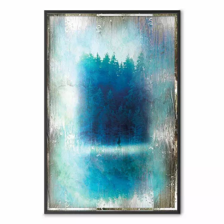 Paradis bleu - composition abstraite d'une forêt sur fond bleu texturé