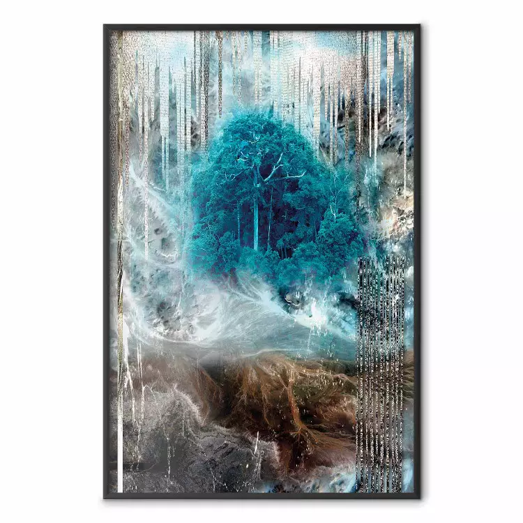 Refuge - paysage abstrait de la forêt en nuances turquoise