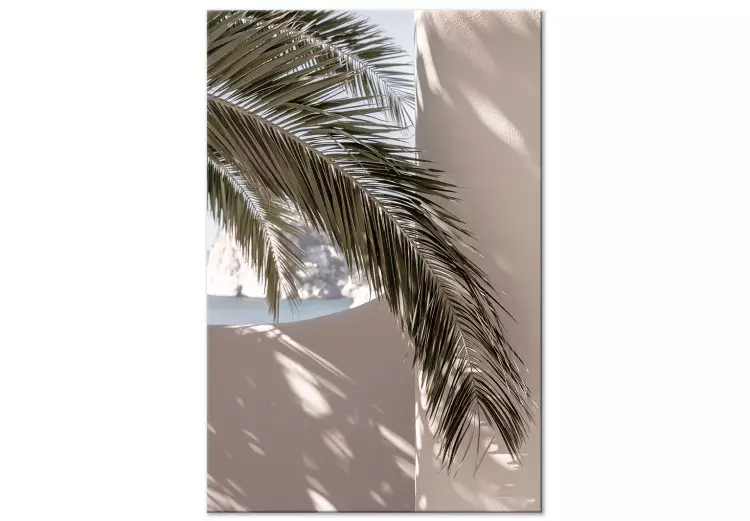 Terrasse avec vue (1 partie) vertical - Feuille de palmier au Maroc