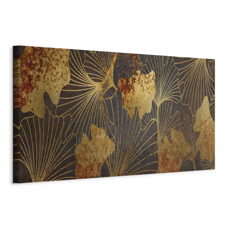 Feuilles d'or - ornement floral en bleu et or, horizontal