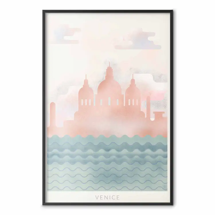 Venise - illustration graphique pastel de mer et de basilique