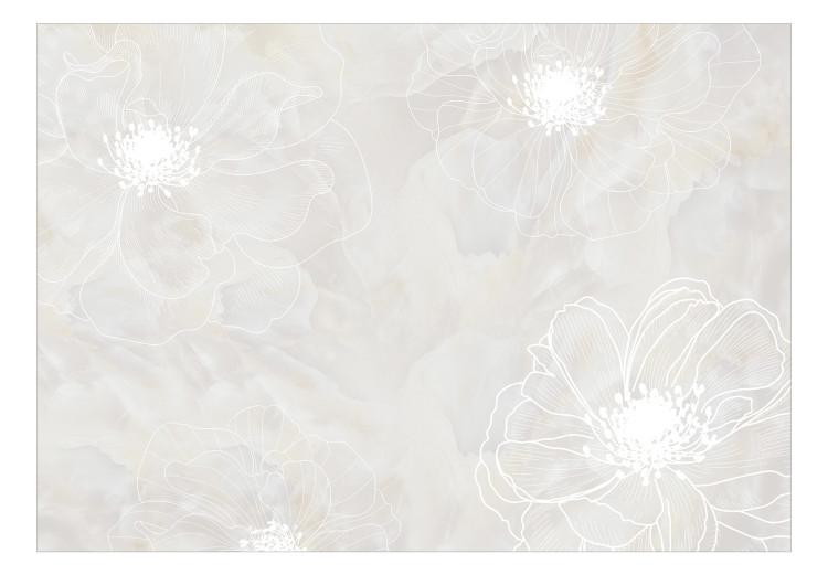 Pétales minimalistes de fleurs - des fleurs délicates sur un fond gris