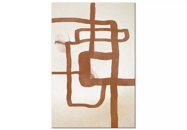 Un sentier - une abstraction dans le style scandi boho montrant une ligne tordue évoquant une route sur un fond beige