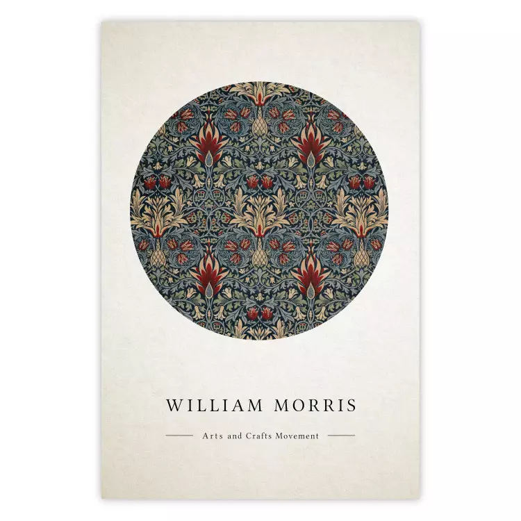 William Morris - motif abstrait d'ornements floraux et typographie