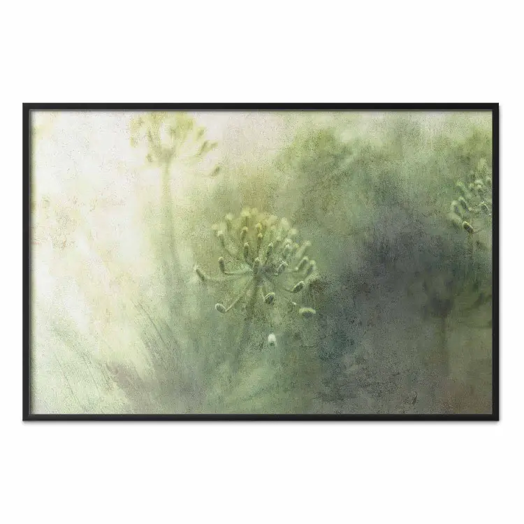 Champs au printemps - illustration verte de plantes à la lumière douce