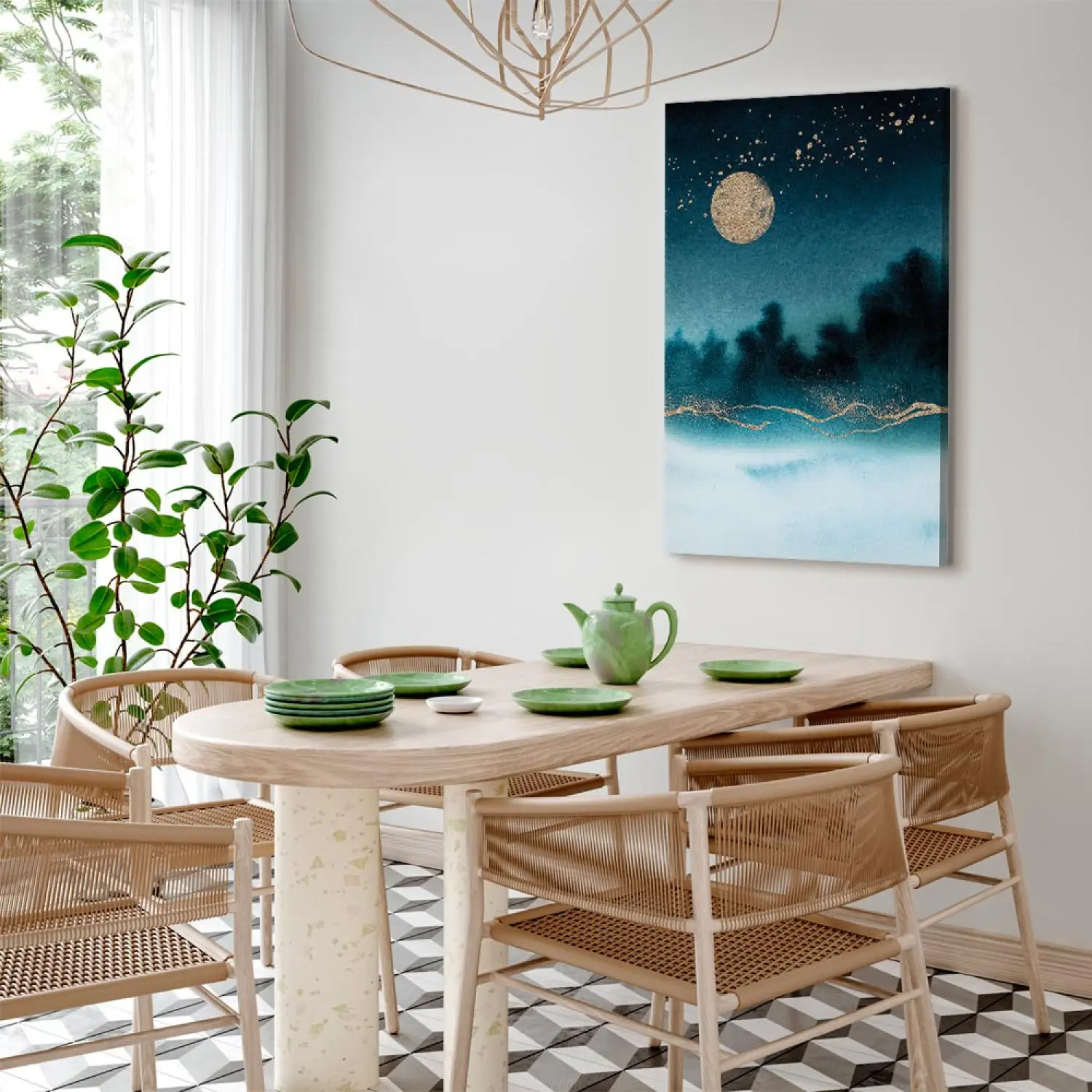 Impression Sur Toile 16x20, Art Mural Contemporain, Lune Orange Lueur, Prête à Accrocher