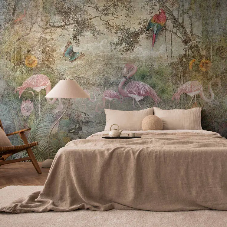 Faune et flore sauvages - paysage naturel avec animaux de style rétro