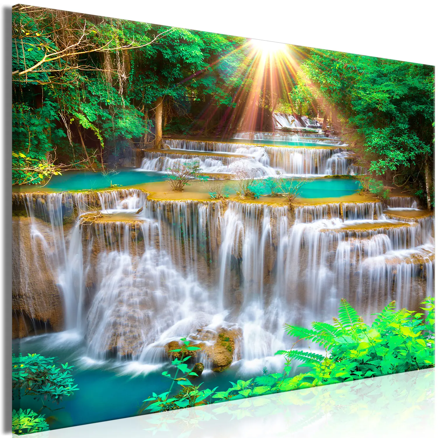Tableau XXL Toile De Fond Cascade Nature - Muralo - Paysage 3D - Plusieurs Tailles