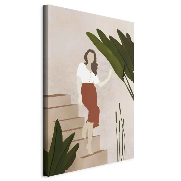 Femme descendant les escaliers - une composition de style scandi boho