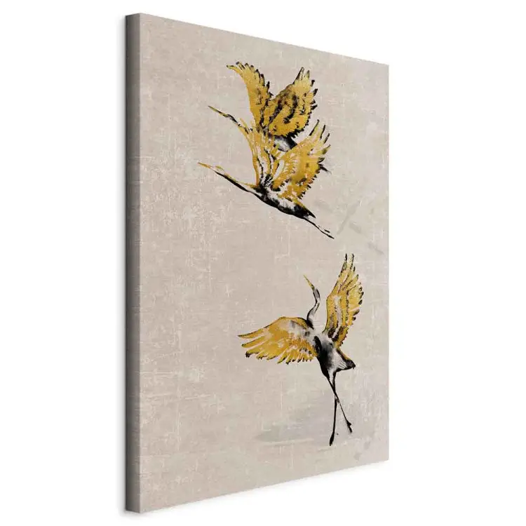 Grues dorées - une composition de style japonais en beige