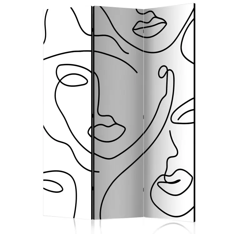 Soirée entre filles (3 panneaux) - abstraction noir et blanc