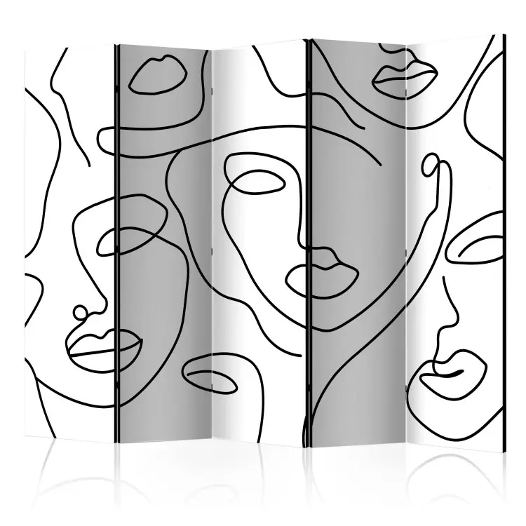 Soirée entre filles II (5 panneaux) - abstraction visages