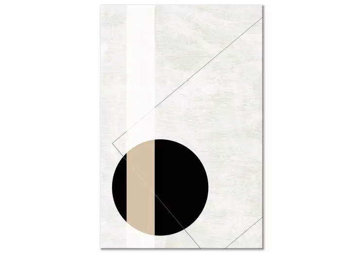 Cercle noir et rectangle - une abstraction géométrique sur fond beige