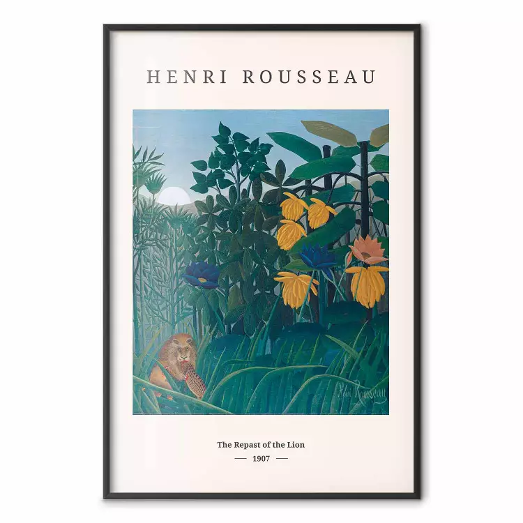 Henri Rousseau : Le Repas du lion - inscriptions et plantes colorées
