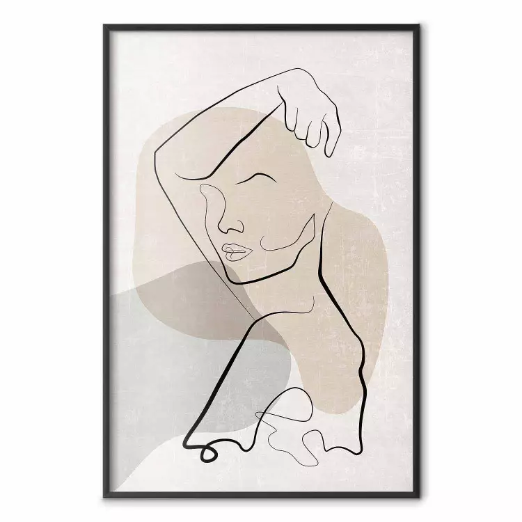 Matin romantique - portrait d'une femme en line art en tons chauds