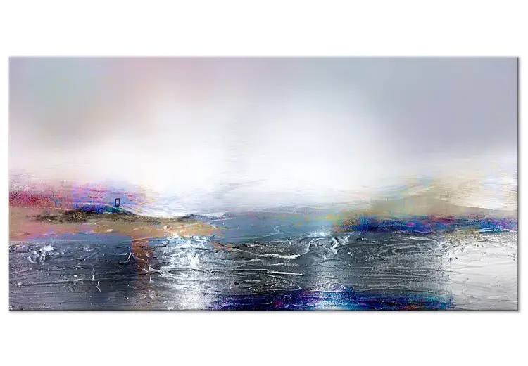 Paysage argenté II - abstraction avec traînées de peinture colorées sur fond clair